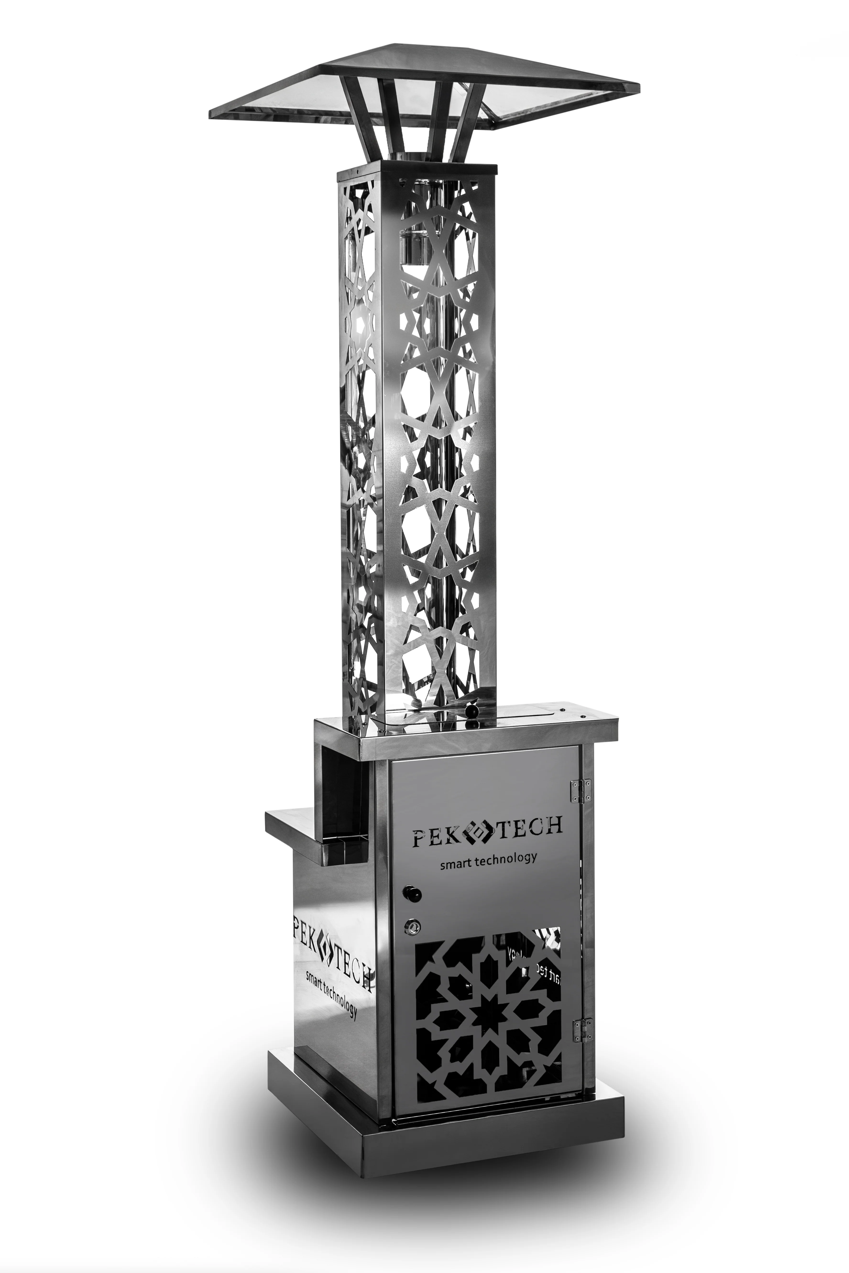 2025 Pektech Peluxe Chrom – Eksklusiv pillevarmeparasol i integreret krom til have og events