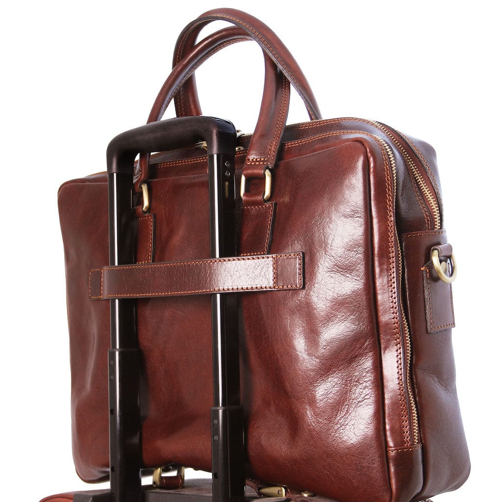 Urbino - Leather laptop briefcase - 2 compartments with front pocket | TL141894