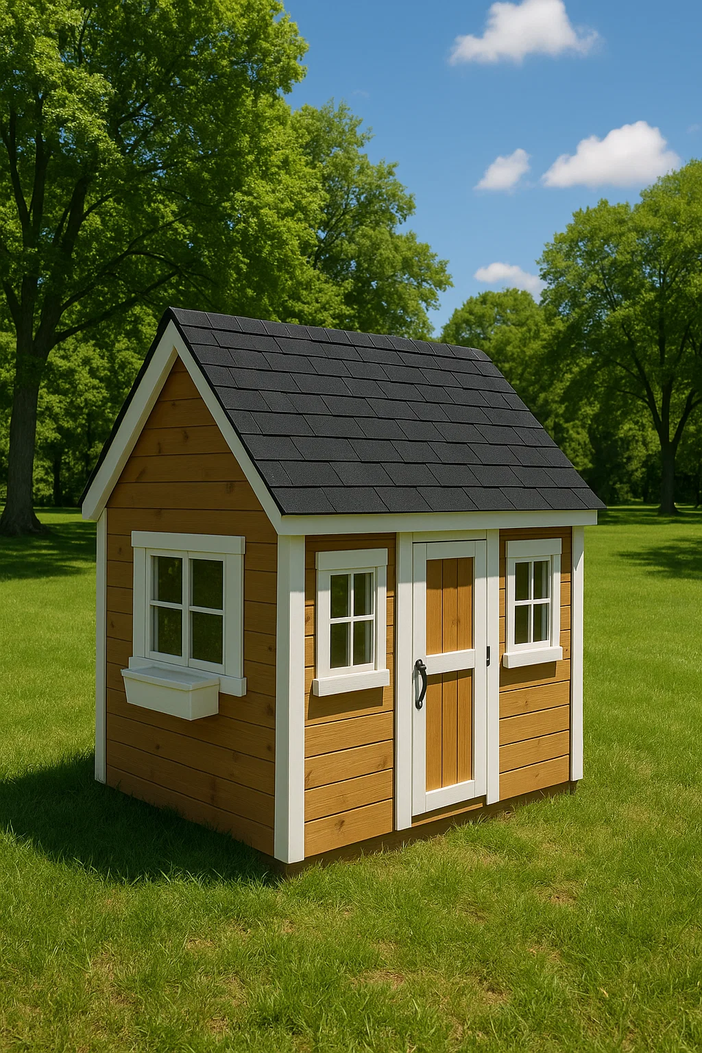 Cabane de jardin en bois naturel avec toit à pignon, 130 x 110 x 145 cm eiOxTpK143Ua