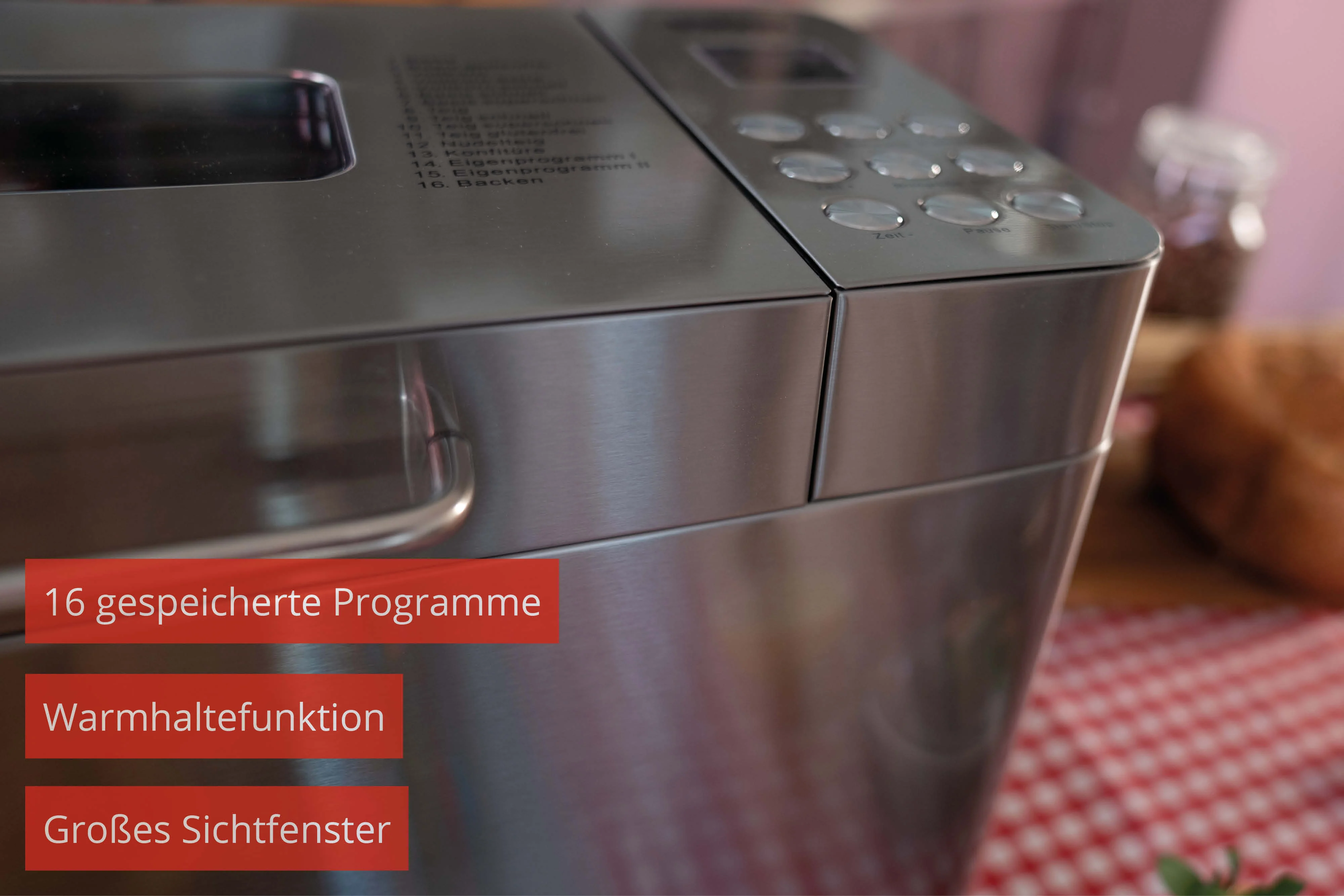 2025 Backmeister® Edel brødmaskine i rustfrit stål. 550 W. 16 automatiske programmer.