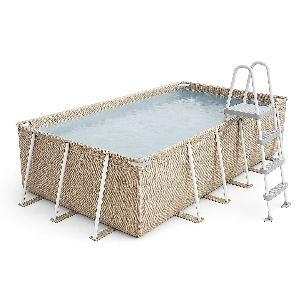 Piscine tubulaire rectangulaire 532 x 265 x 119 cm, couleur beige, avec filtre et échelle lakuevb201MY