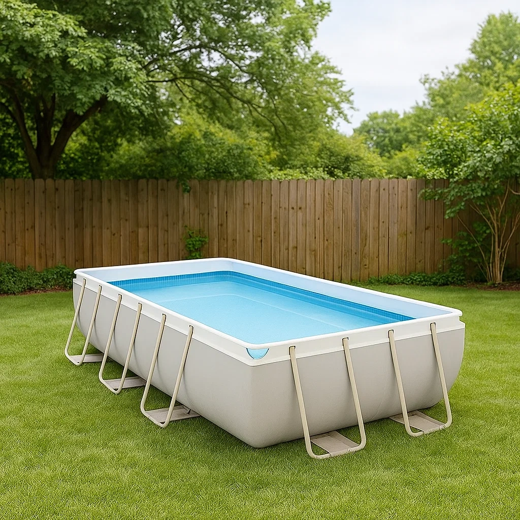Piscine tubulaire rectangulaire, 7127 litres, PVC avec structure en acier, gris/bleu, autoportante, 400 x 200 x 122 cm - vHMDzIUvwjM5