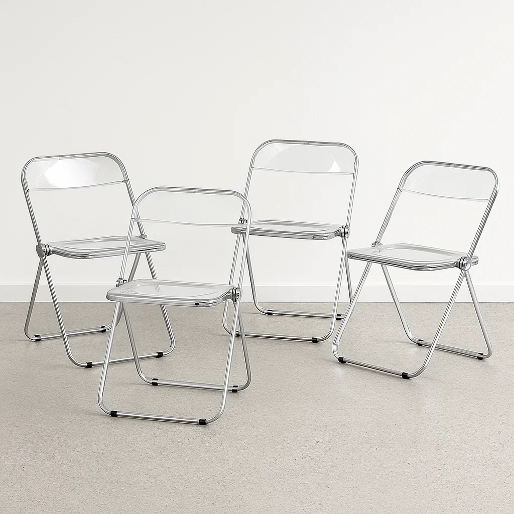 Chaise de conférence pliante transparente - Acier et PET - Intérieur - 48×49×76 cm - DEORiY5IgPSK