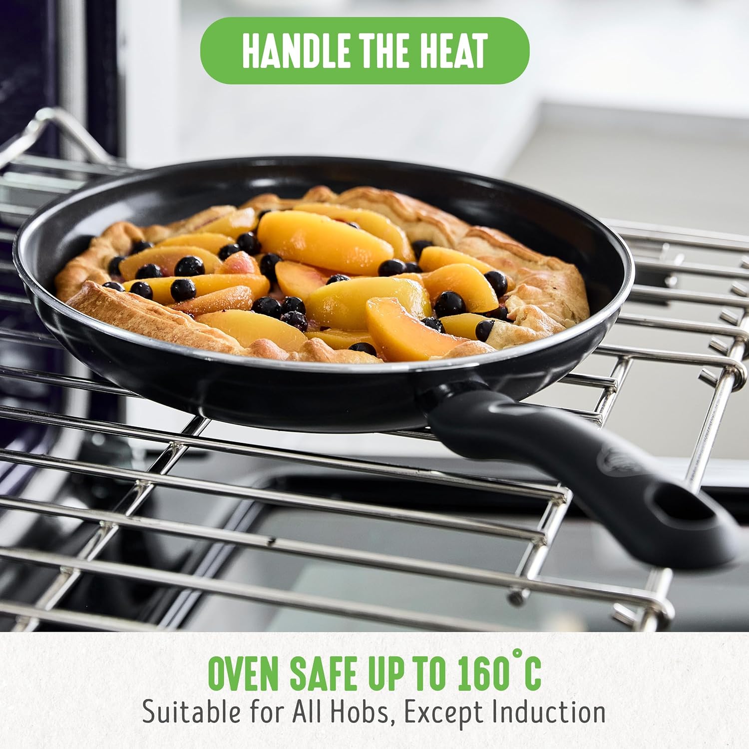 GreenLife Soft Grip 16-teiliges Antihaft-Keramik-Kochgeschirr-Set, bestehend aus Bratpfanne, Stielkasserolle und Topf, PFAS-frei, spülmaschinenfest, ofenfest, türkis