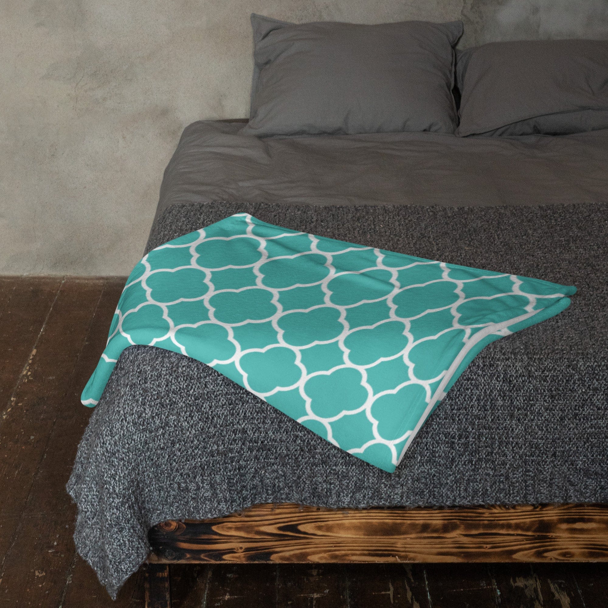Turquoise Quatrefoil Throw Blanket