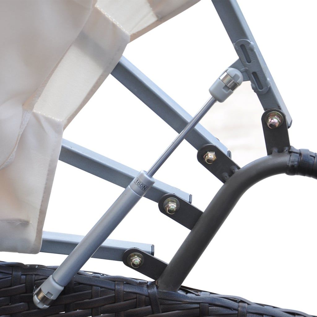 VidaXL Gartensofa-Sonnenliege mit Sonnendach, Kunstrattan, Braun