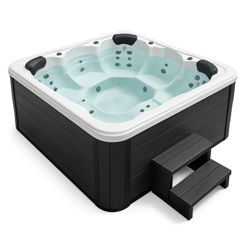 Spas rigides 200x200x85 cm, 3 personnes, carré, noir/blanc zIucacj436As