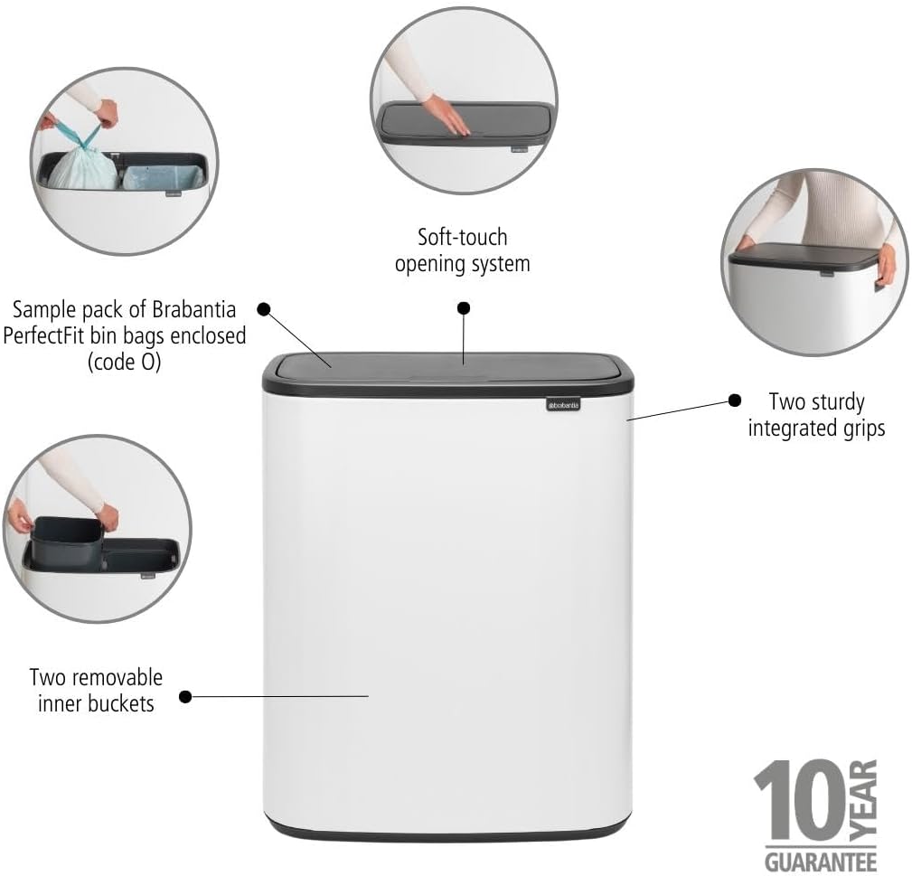 Brabantia Abfalleimer, Stahl matt, Anti-Fingerprint, 2 x 30 l