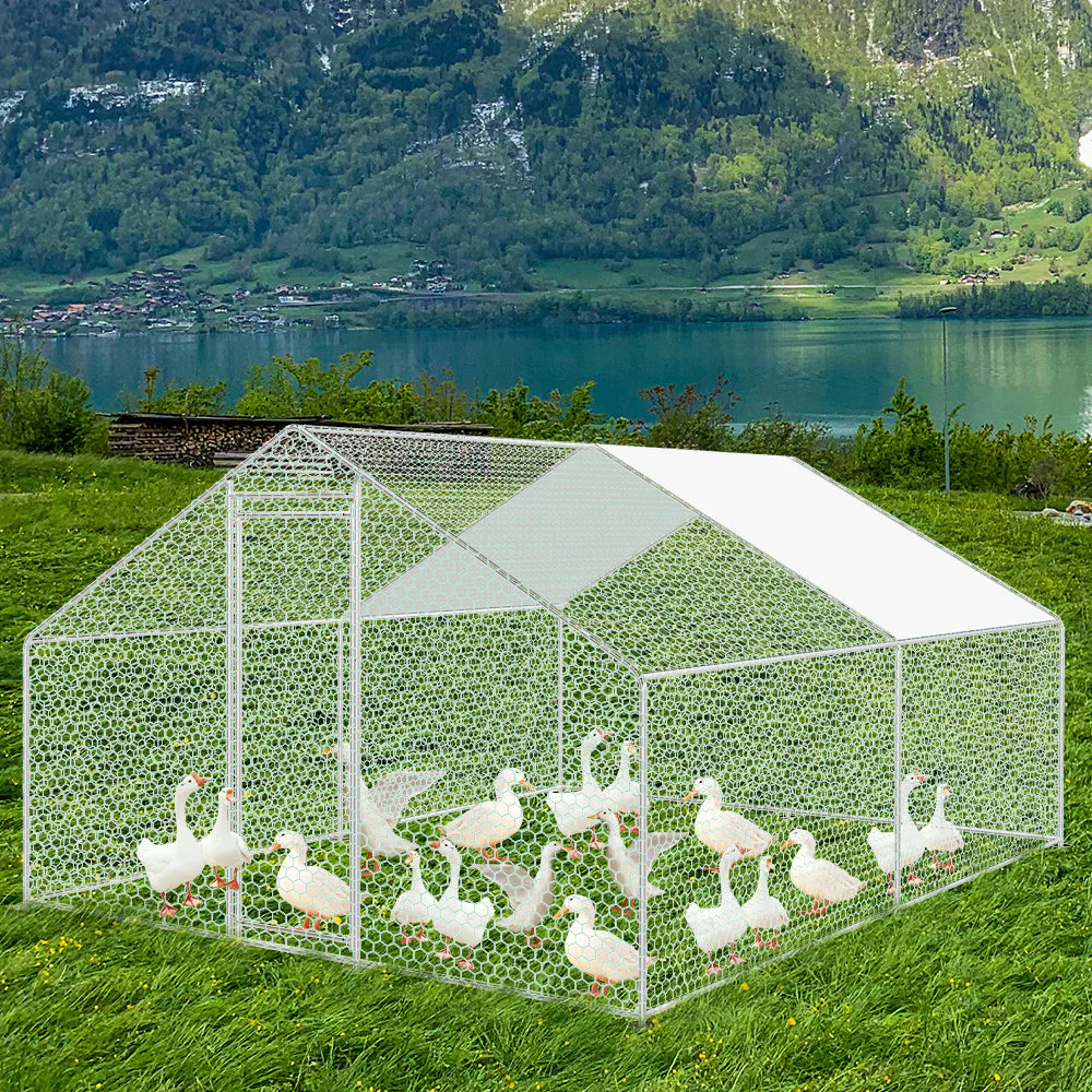 Sonnewelt 2025 Metall-Hühnerstall für den Außenbereich mit Markise – 3 x 4 x 2 m