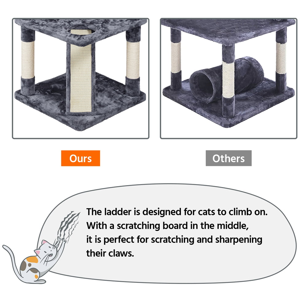 Topeakmart Katzenbaum, groß, 175 cm, mit 2 Höhlen und Kratzstämmen. Dunkelgrau