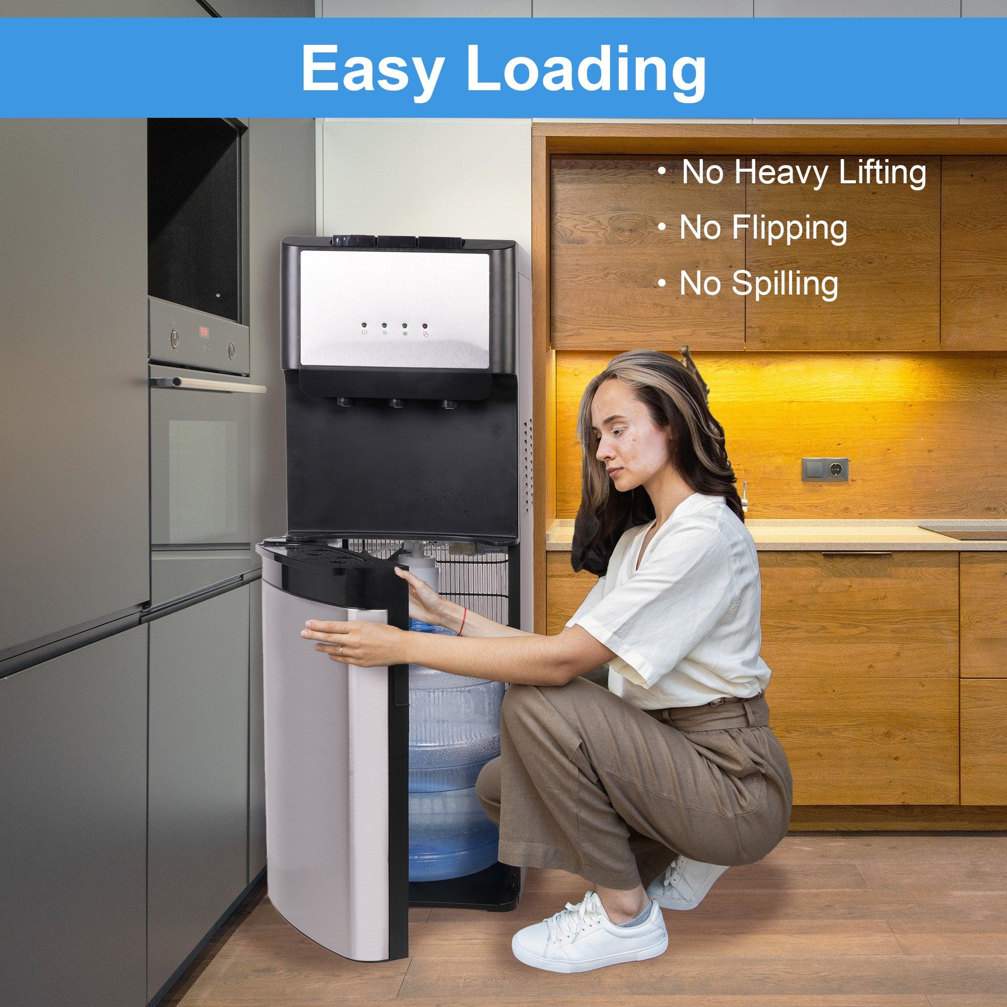 2025 5-Gallonen-Wasserspender mit Bodenbefüllung – 3 Temperaturstufen mit Kindersicherung – Schwarz