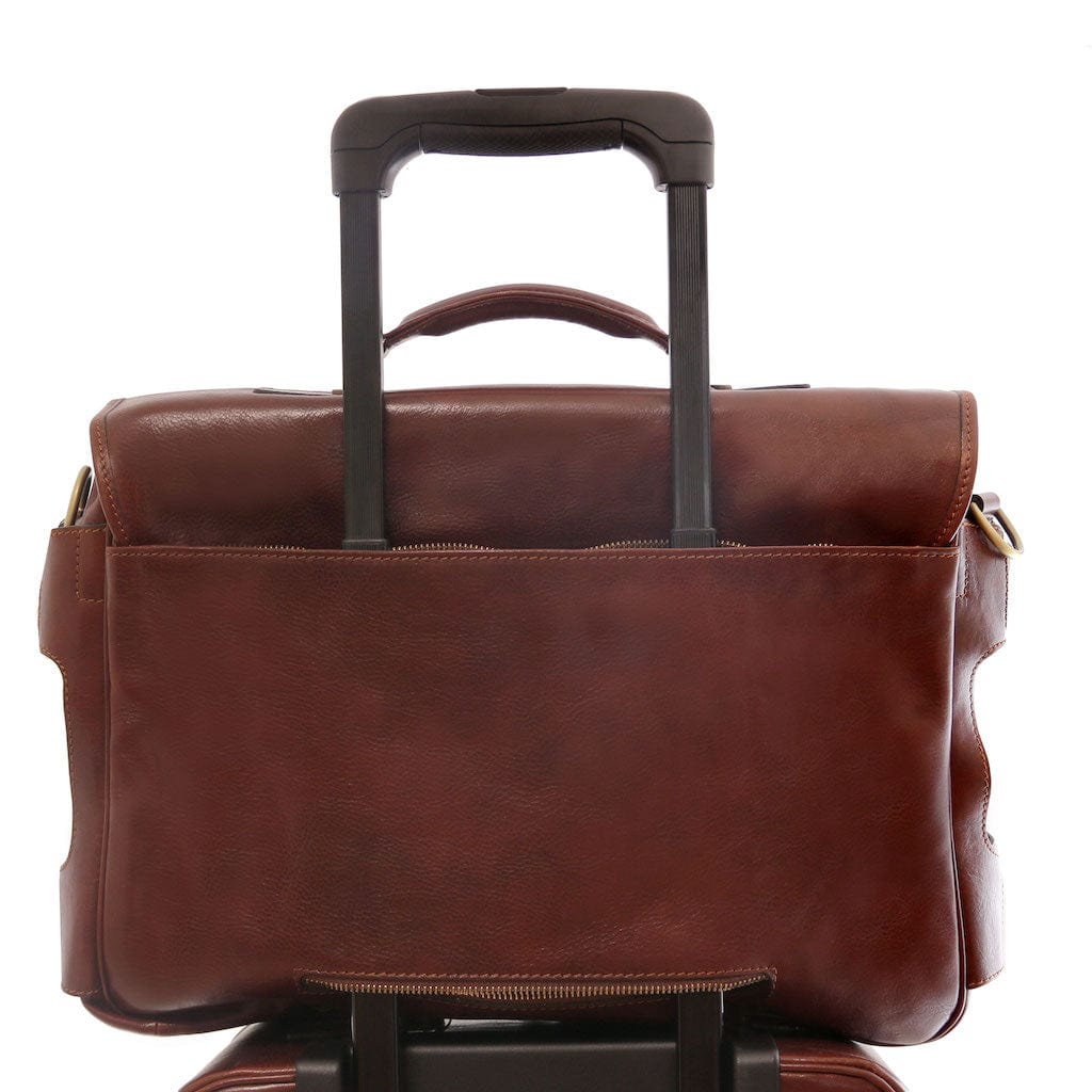 Ventimiglia - Leather multi compartment briefcase with front pockets | TL142069