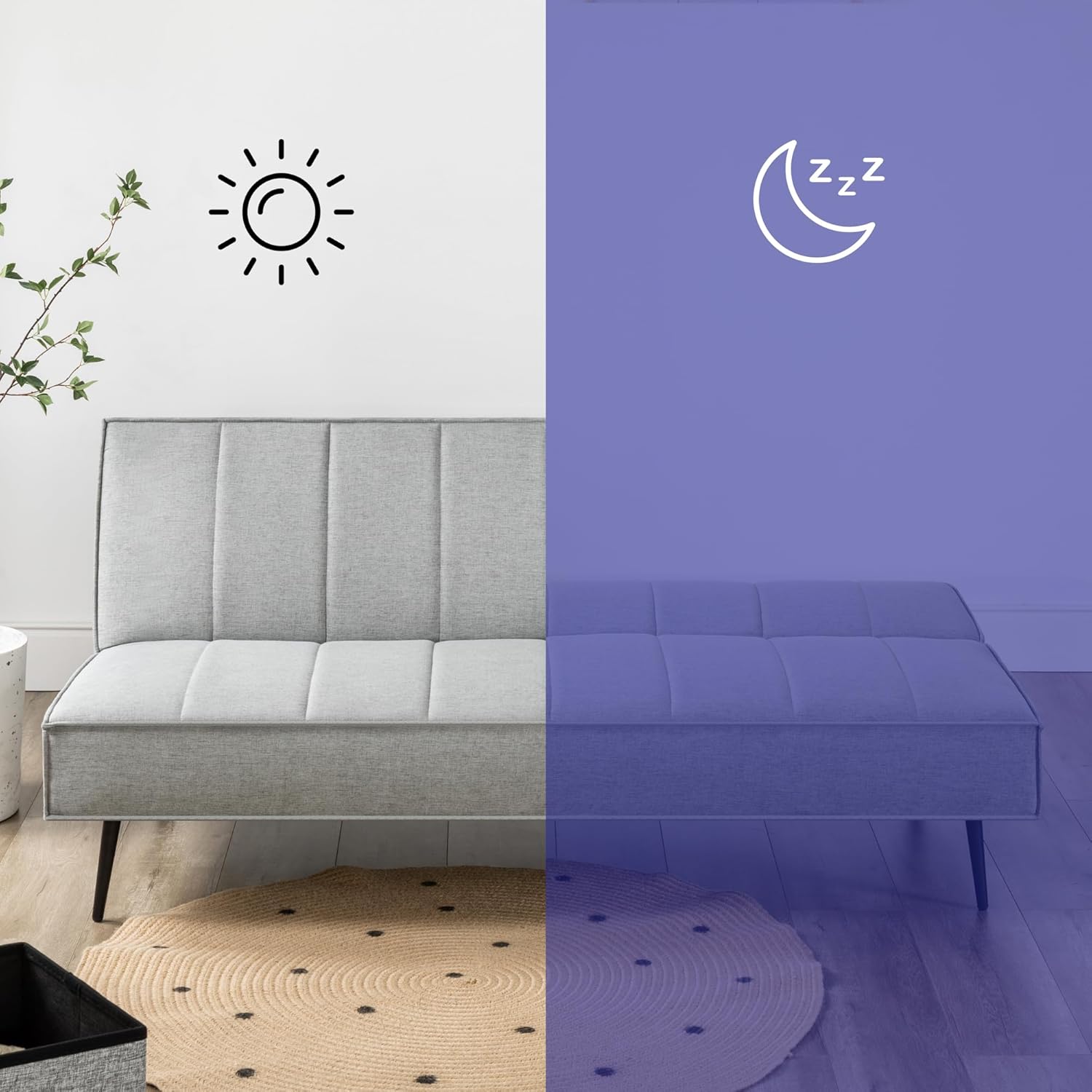 Zinus Quinn Click Clack sovesofa - 2-i-1 foldbar sovesofa - Velegnet til gæsteværelser og små rum - Grå