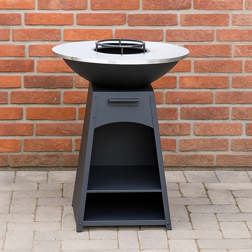 Barbecue/brasero en acier noir pour usage extérieur 81×81×96,1 cm - m3dE7nepCBMm