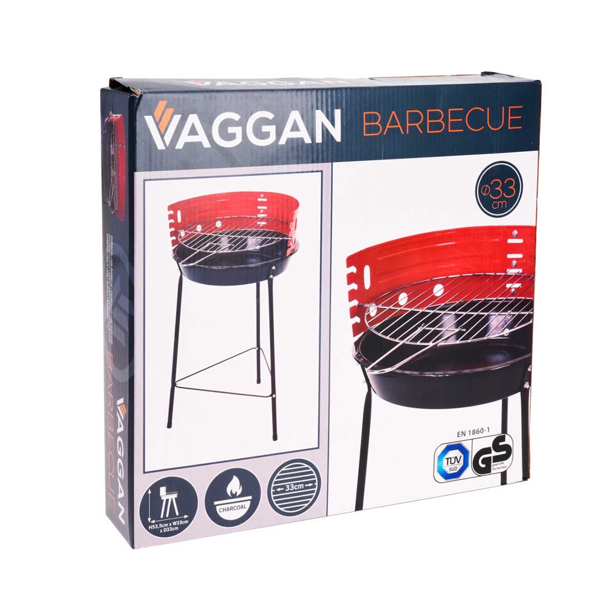 Offener Stehgrill Rot/Schwarz Ø33 cm