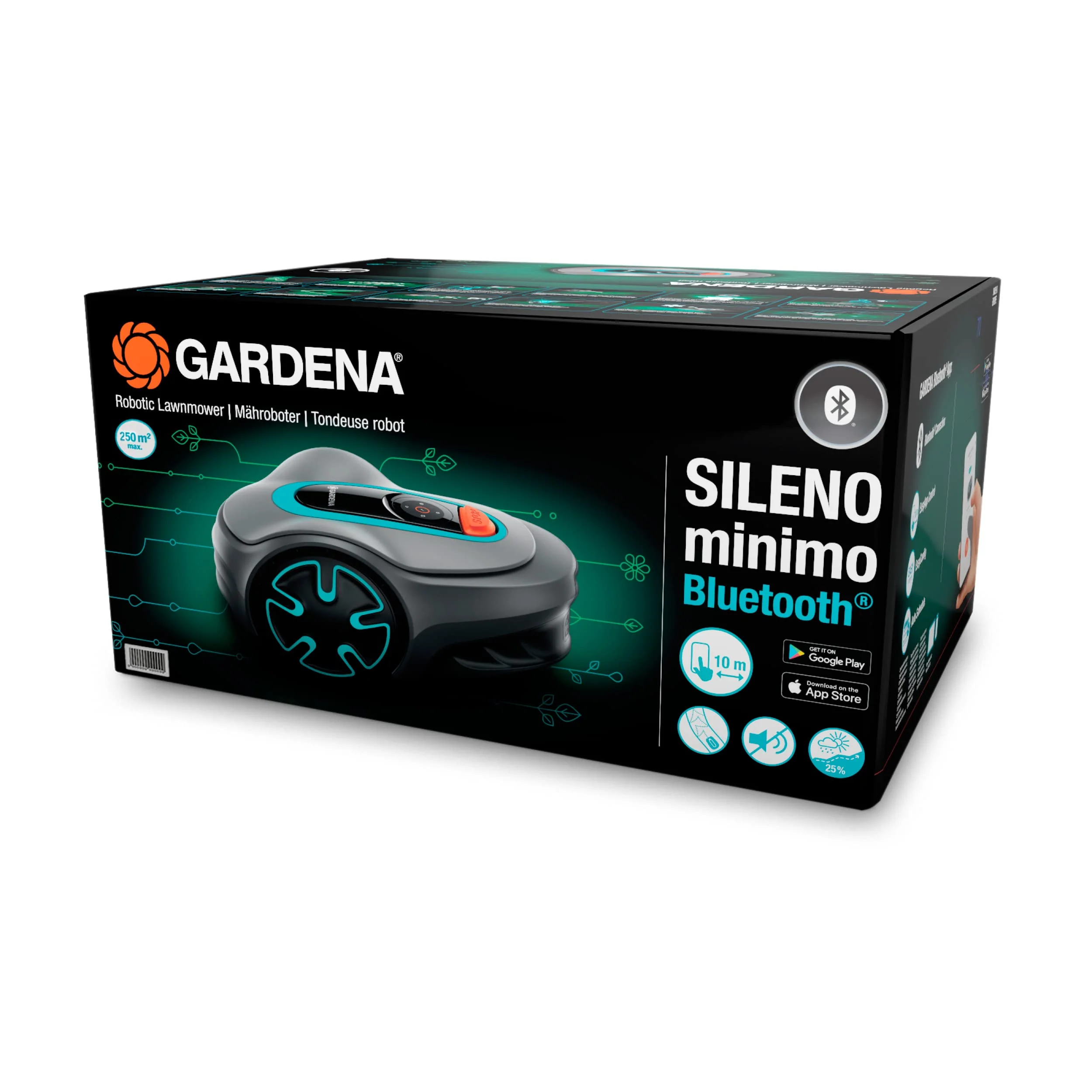 Gardena SILENO Mähroboter (ab 2025), Mindestgröße 350 m²: Intelligenter Rasenmäher mit optimaler Konnektivität. Programmierbar über die Gardena Bluetooth-App (15208-47).