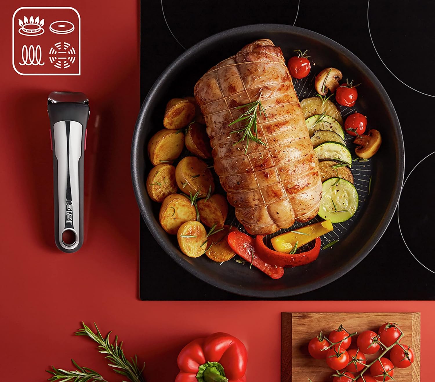 Tefal Ingenio Unlimited On – 3er-Set Töpfe (16/18/20 cm) + abnehmbarer Griff | Induktionsgeeignet, antihaftbeschichtet, mit Titanbeschichtung, Thermo-Signal, PFOA-frei, spülmaschinen- und ofenfest
