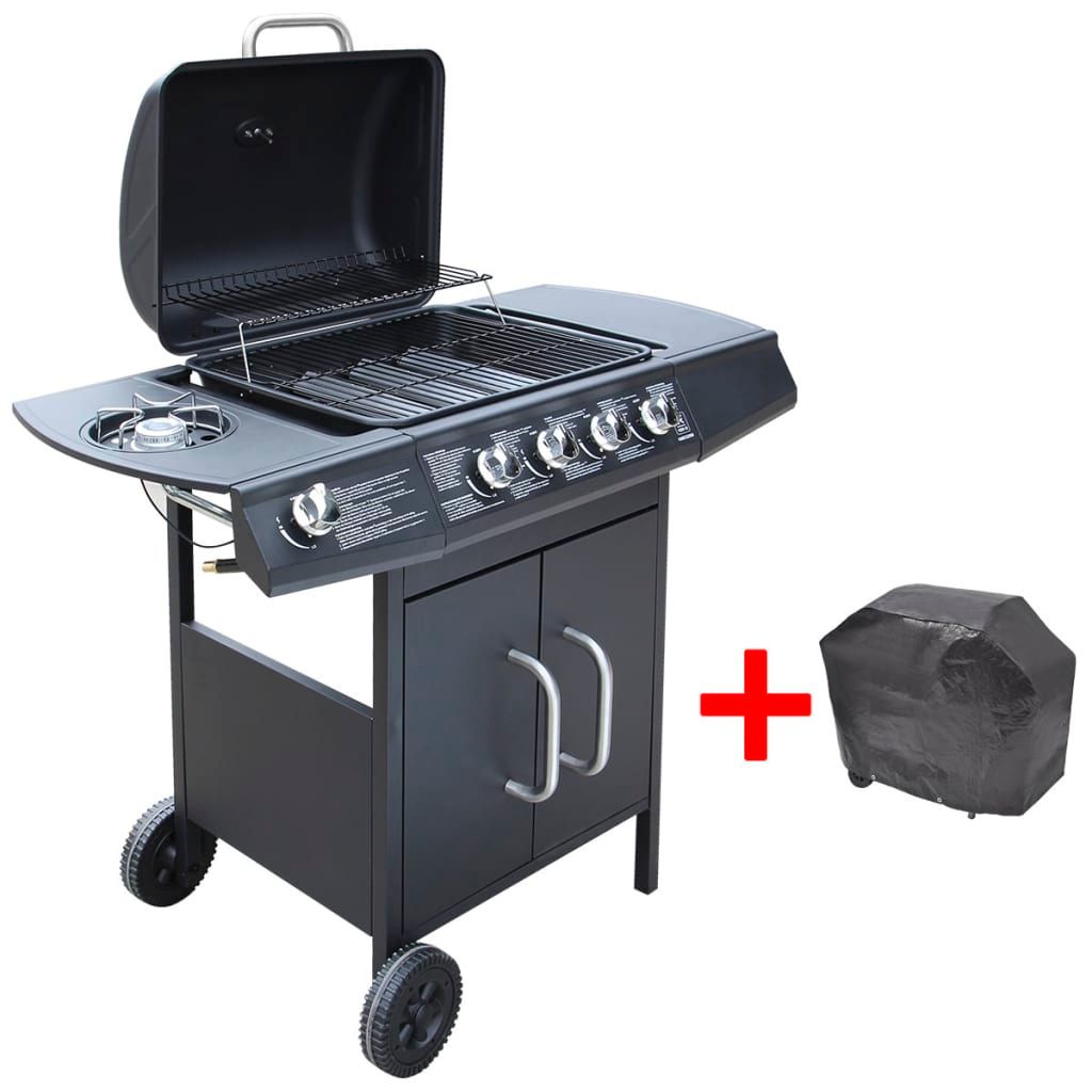 Vidaxl Gasgrill mit 4+1 Brennern, Schwarz