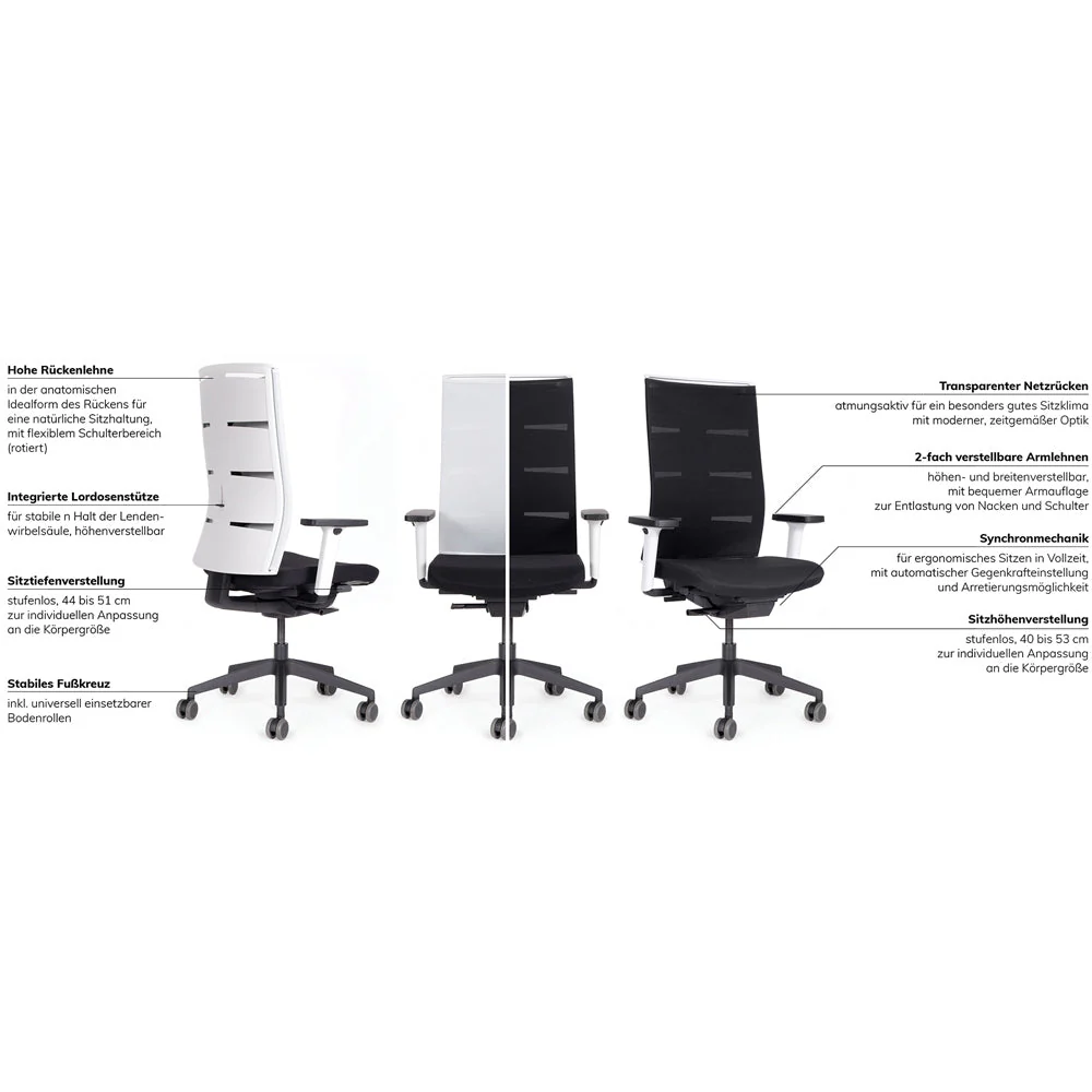 Agilis Matrix MT12 2025 Langsam verstellbarer ergonomischer Bürostuhl mit Netzrückenlehne, Sonderedition, Reines Schwarz