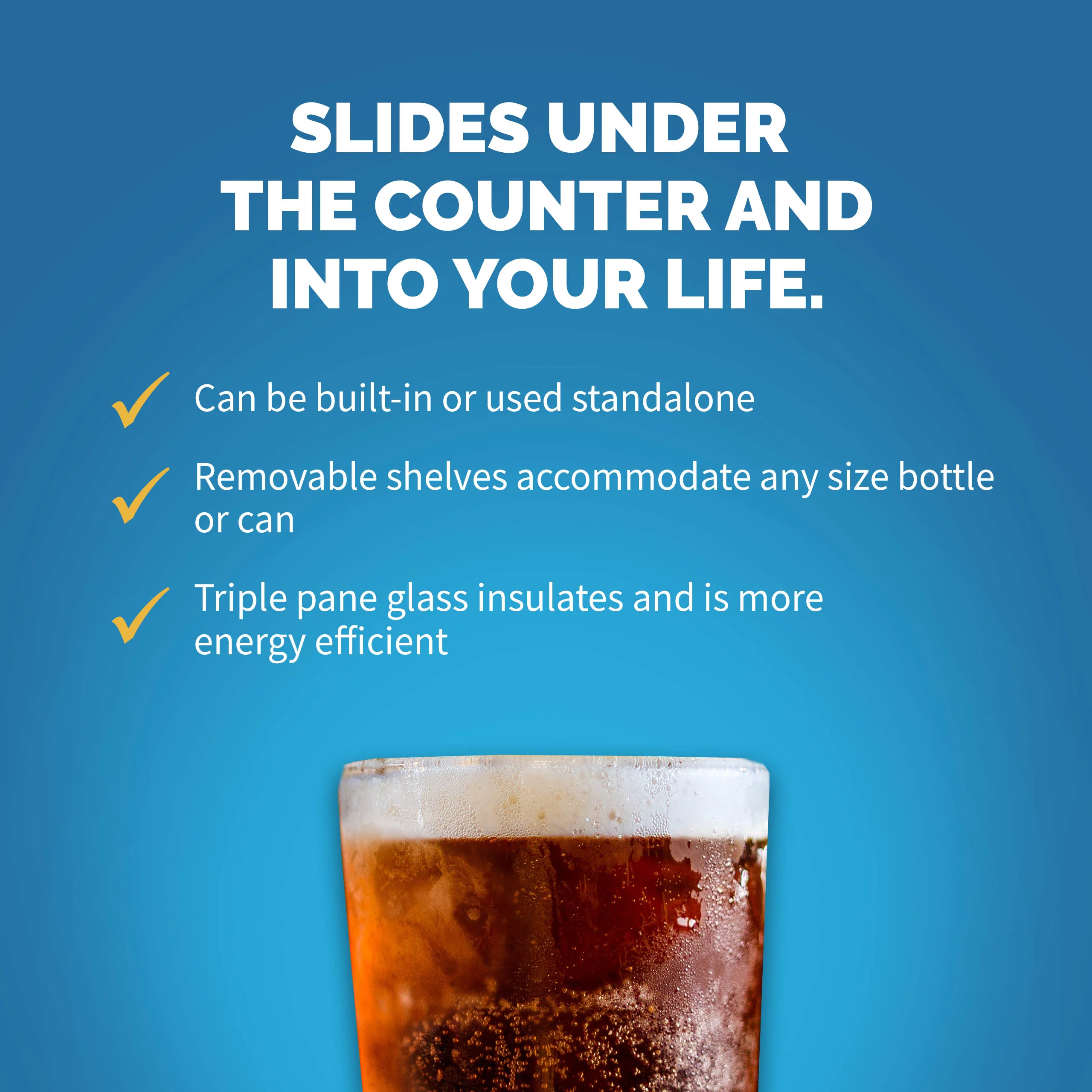 2025 Newair® Indbygget Rustfrit Stål Drikkevarekøleskab - 96 Dåser - 15