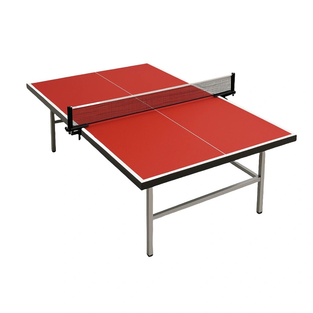 Table de ping-pong rouge avec cadre en métal, pour une utilisation intérieure/extérieure, avec filet et cadre métallique, 274 x 152,5 x 76 cm