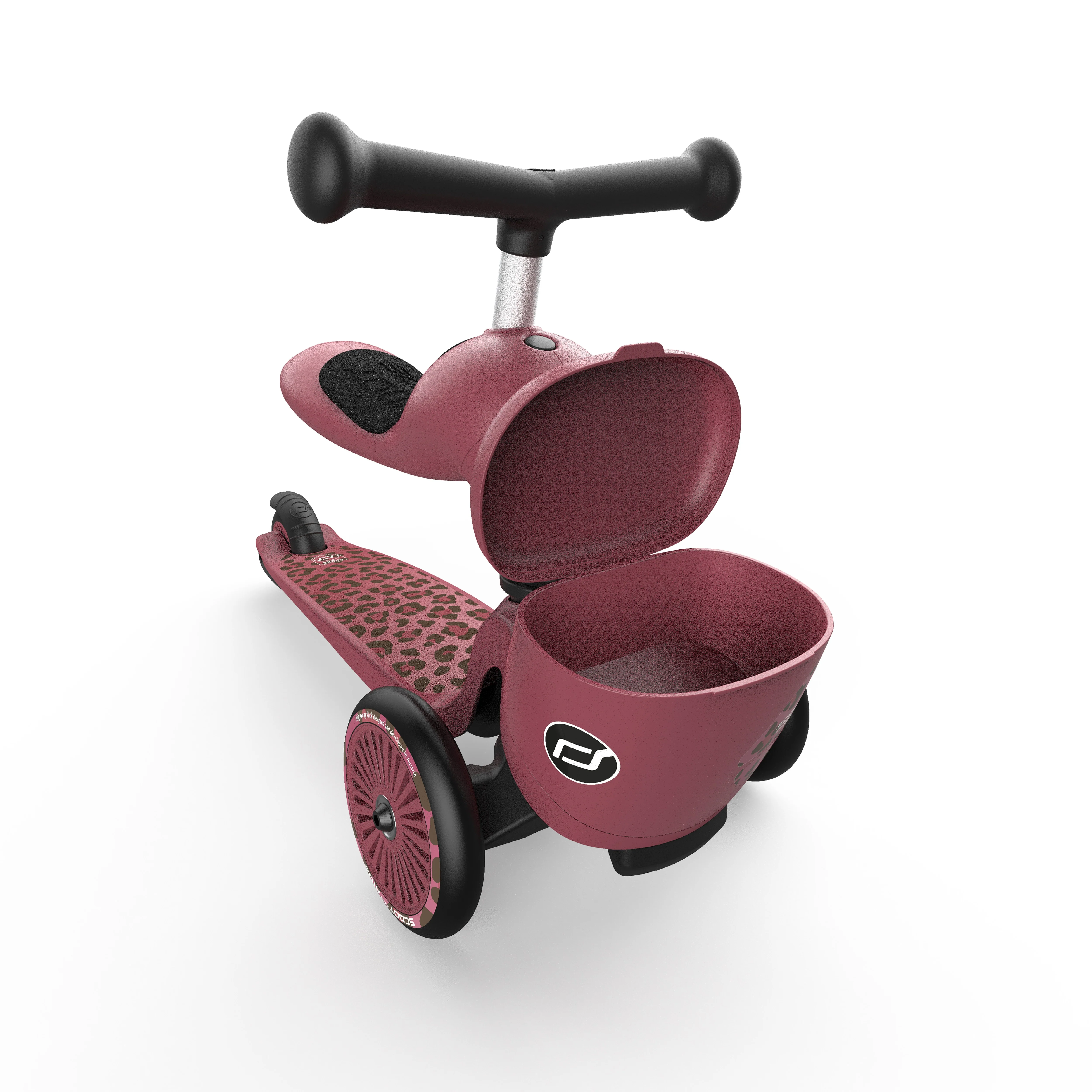 Trottinette 2-en-1 Scoot & Ride Highwaykick 1 Lifestyle avec siège (modèle 2025). Pour les enfants de 1 à 5 ans. Modèle avec compartiment de rangement.
