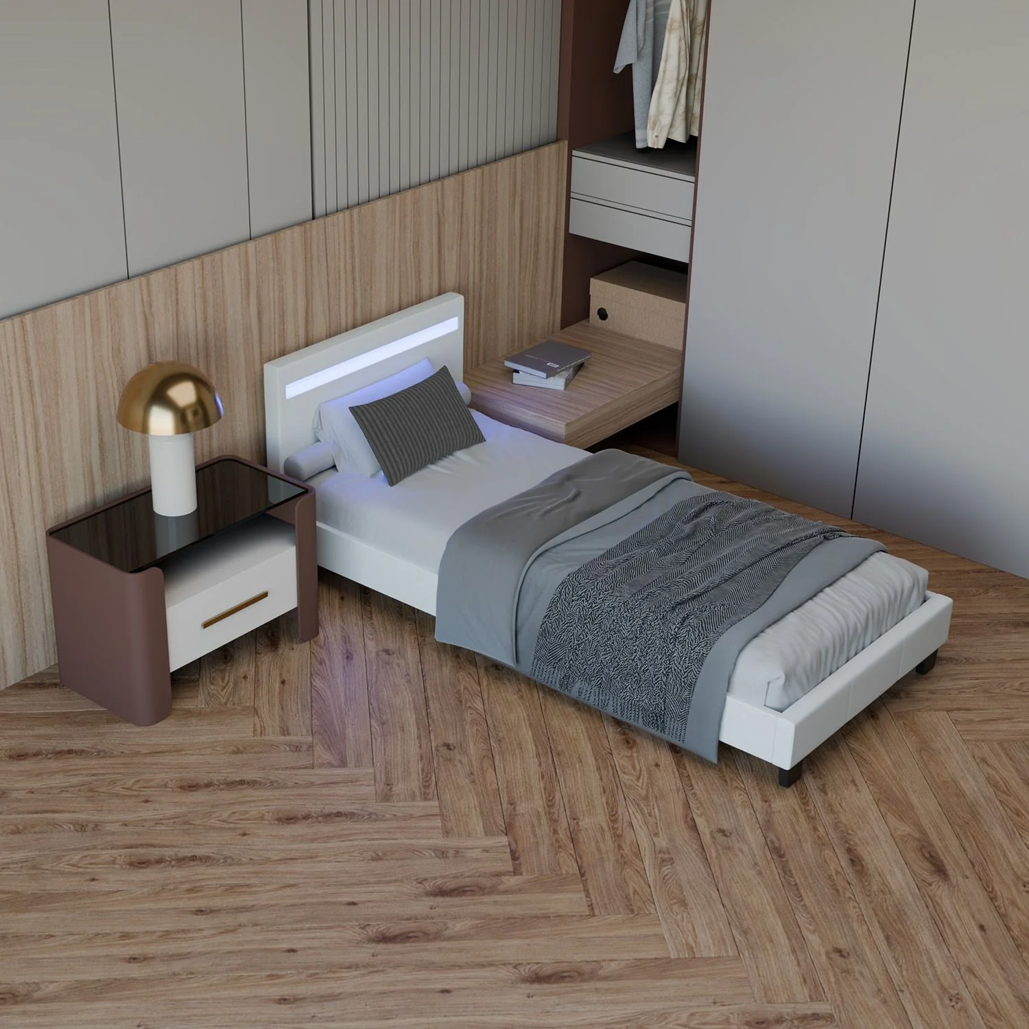 Lit capitonné Verona 2025, 120 x 200 cm, blanc