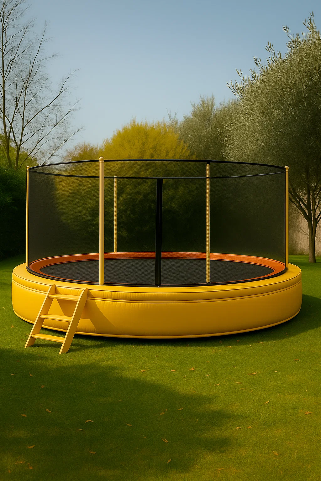 Trampoline rond jaune en PVC pour enfants, pour jardin, 220 x 220 x 200 cm, OeMXADx112Ae