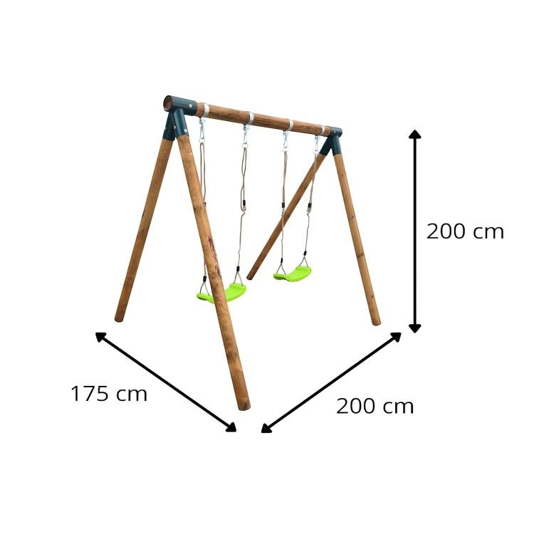 Masgames Kaba Runde Doppelschaukel aus Holz mit zwei flachen Sitzen