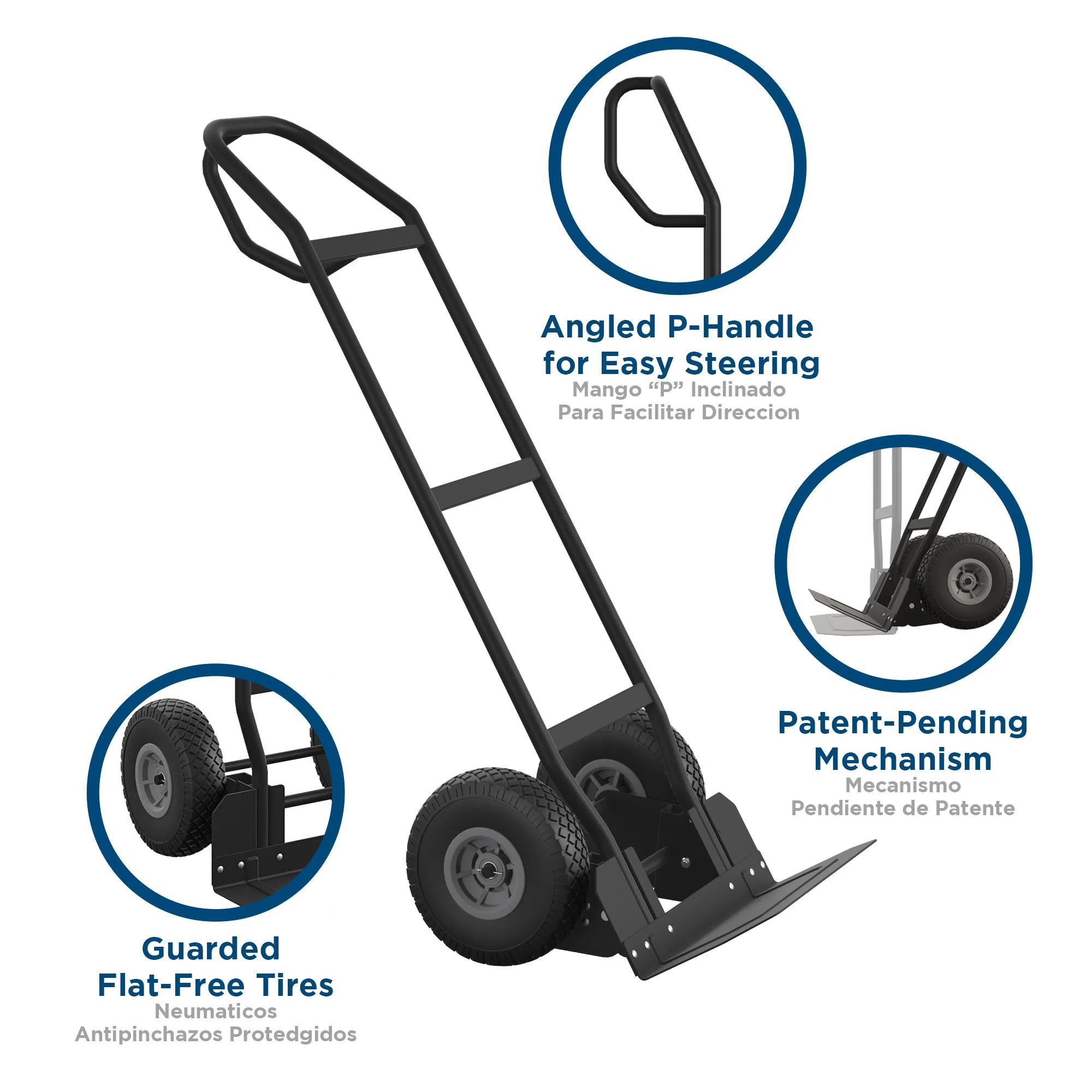 Diable de manutention COSCO Load Assist 2025 avec poignée en P et roues increvables. Capacité de charge : 360 kg
