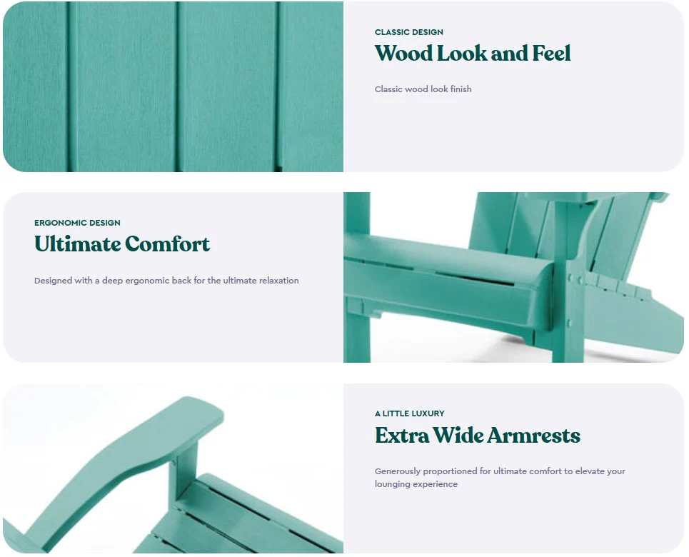 FORSALG 2025: SEPTEMBER – Keter Alpine Adirondack Stol – Blå Aqua Grøn