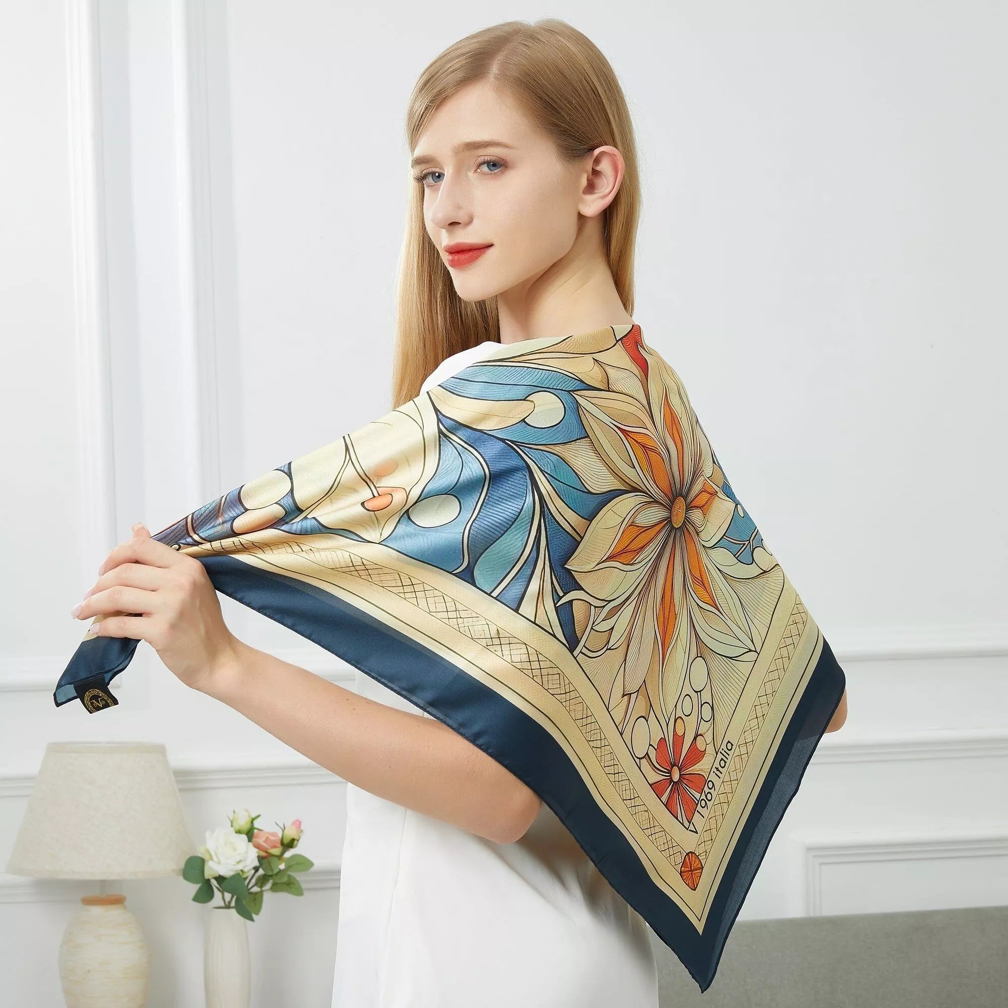 Mystic Flowers Large Square Silk Scarf (90 × 90 cm)