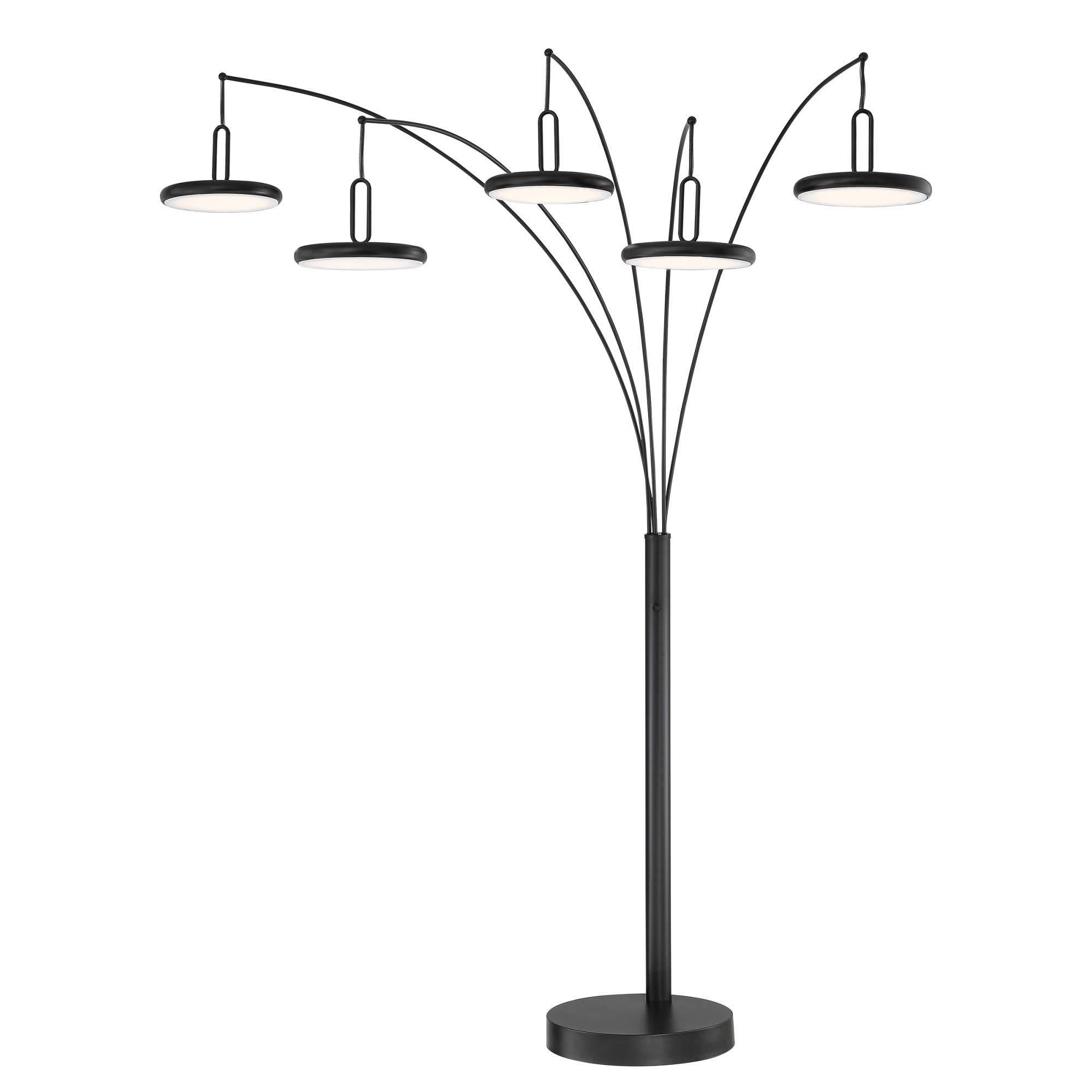 LS-83279BLK Sailee – 90-tommer buet gulvlampe, 75W, 5 LED-lys