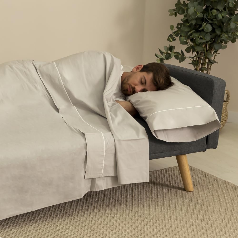 Nalui – 3-Sitzer-Schlafsofa, gepolstert, 203 x 82 x 78 cm, One Dots, mit 2 Kissen und Klick-Klack-Öffnungsmechanismus mit mehreren Liegepositionen. Chaiselongue-Schlafsofa mit Holzbeinen, umwandelbar in ein Doppelbett | Beige