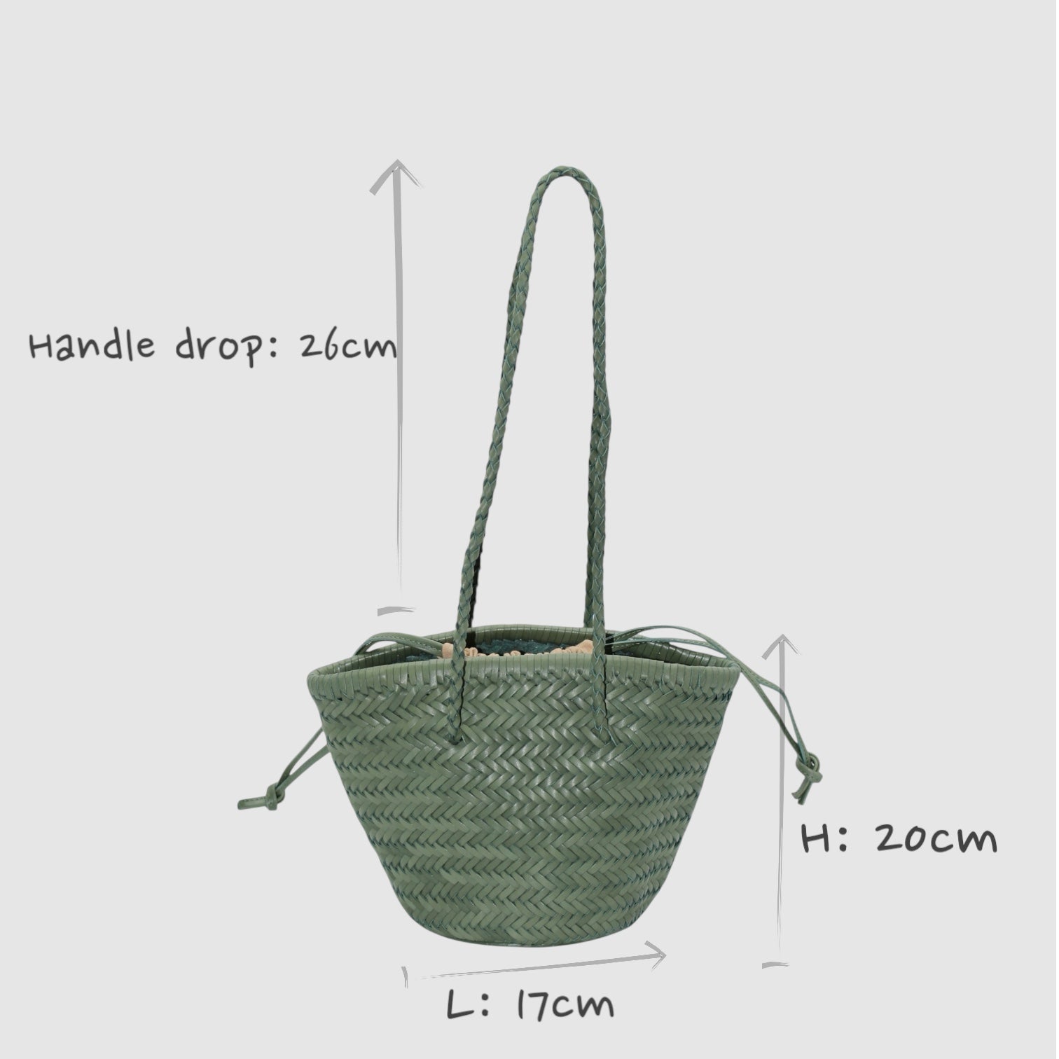 Carmel - Hand Woven Full-Grain Leather Bucket Bag Rosemary