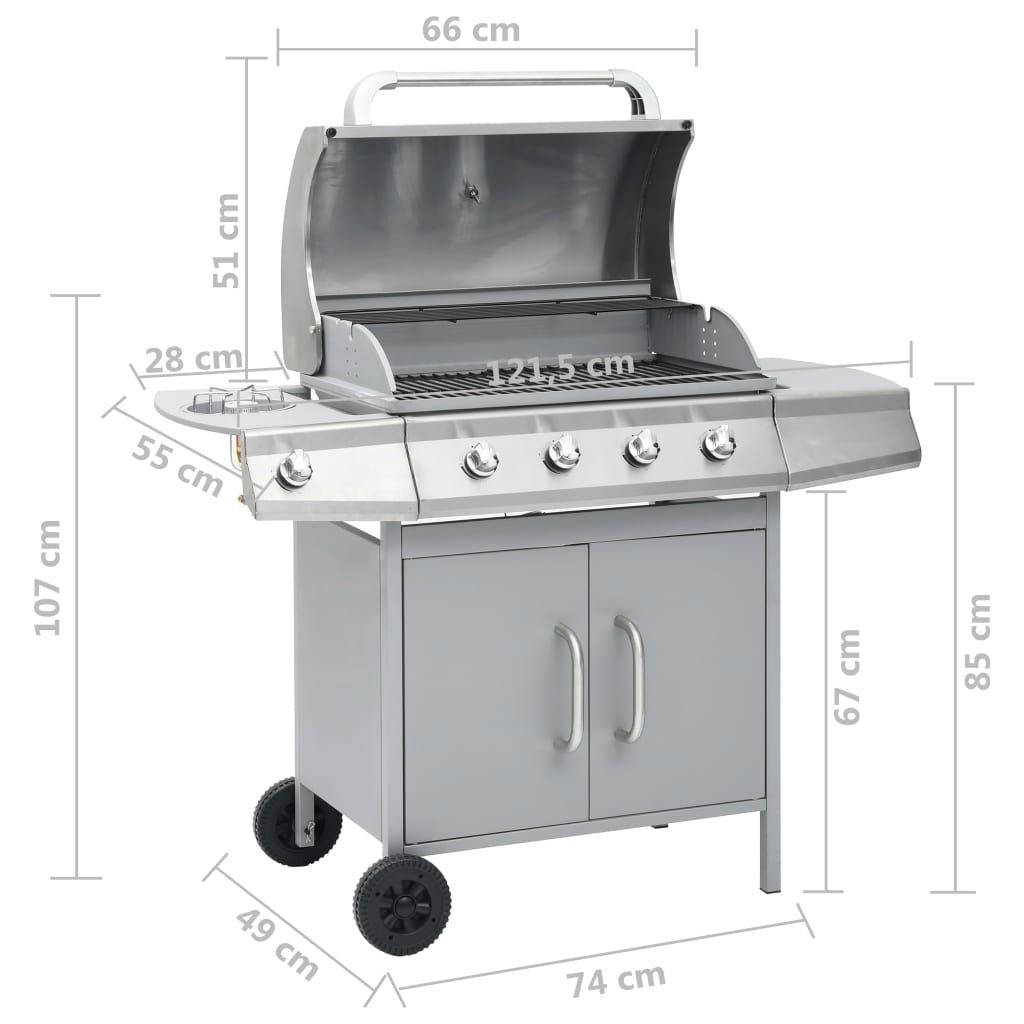 Vidaxl Gasgrill mit 4+1 Brennern, Silber