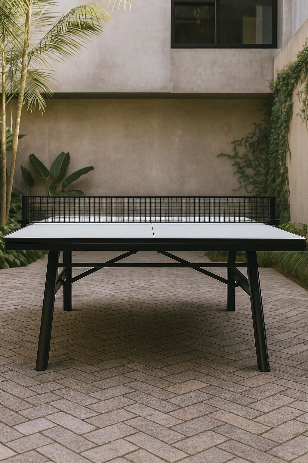 Table de ping-pong d'extérieur en métal gris anthracite, 274 × 152 × 76 cm, eHQgiAlT73qY