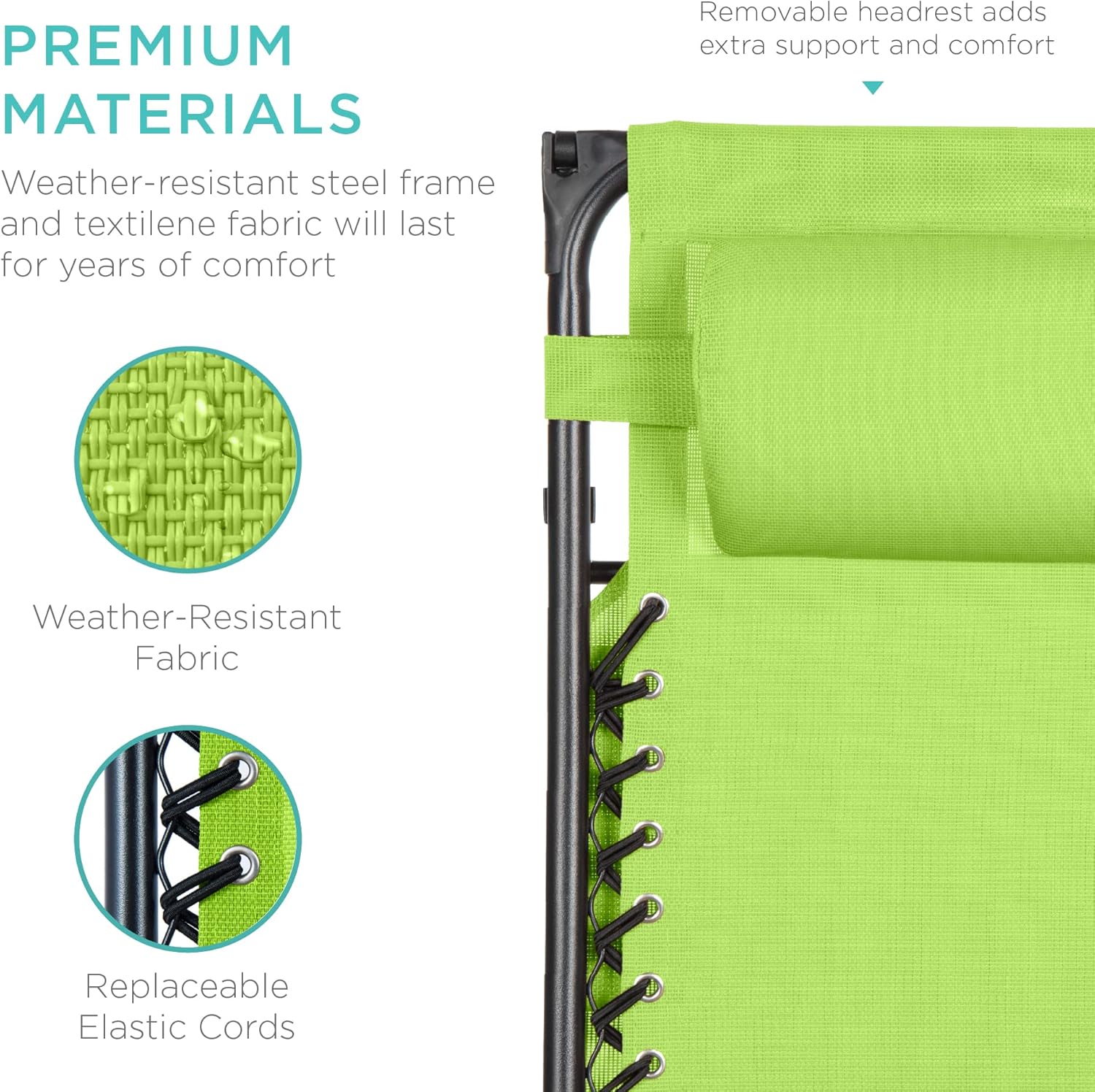 Bedste valg – Zero Gravity-lænestol til terrassen. Justerbar og foldbar udendørsstol med baldakin, nakkepude og sidebakke. Textilene – Påfugleblå