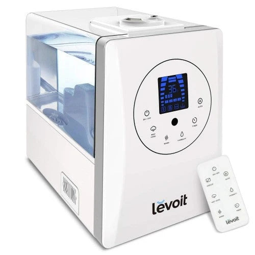Humidificateurs LEVOIT pour chambre et grandes pièces (6 L), humidificateur d'air ultrasonique avec brume chaude et froide pour la maison, toute la maison, chambre de bébé, humidité personnalisée, télécommande, sans germes et ultra silencieux
