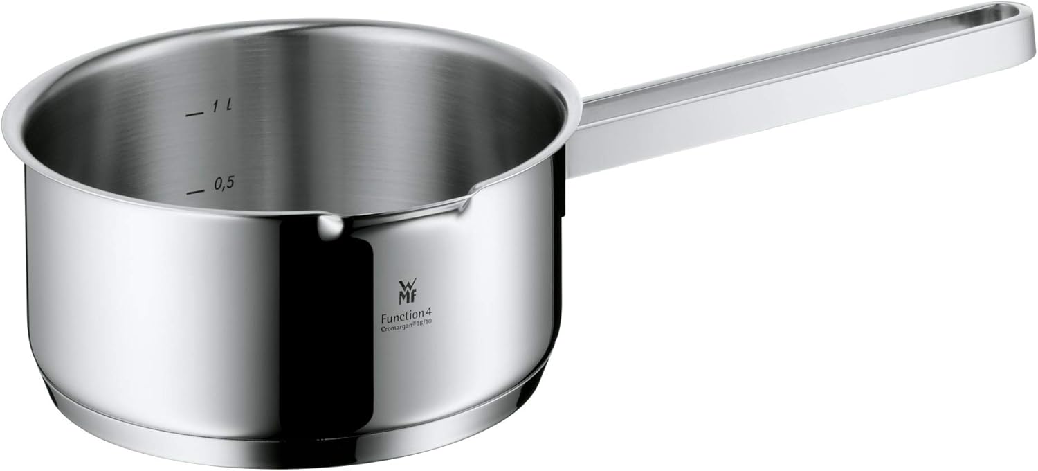 WMF Function 4-5-teiliges Kochgeschirr-Set, Edelstahl, induktionsgeeignet, 1 niedriger Topf (20 cm), 3 hohe Töpfe (16 cm, 20 cm und 24 cm) mit Deckel, 1 Topf (16 cm)