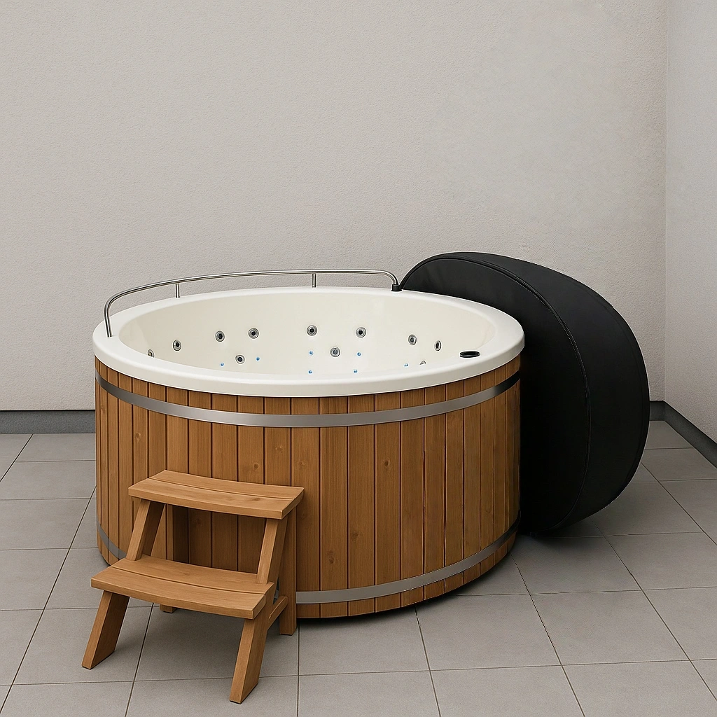 Spa gonflable rond en imitation bois pour une utilisation intérieure/extérieure Ø180x90 cm - HpeXHrh402Js