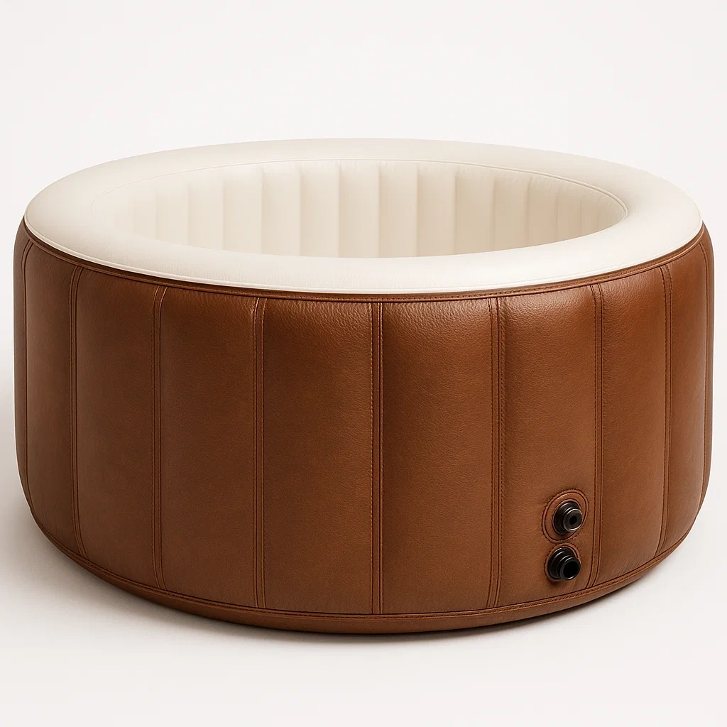 Spa gonflable 196 x 196 x 71 cm, 4 places, rond, marron/blanc hQiCEQe321lM