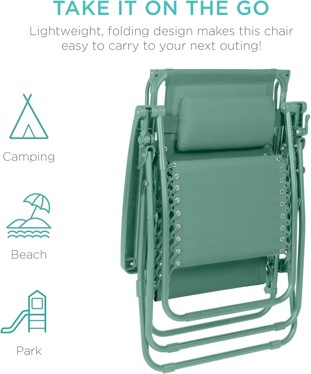 Bedste valg – Zero Gravity-lænestol til terrassen. Justerbar og foldbar udendørsstol med baldakin, nakkepude og sidebakke. Textilene – Påfugleblå