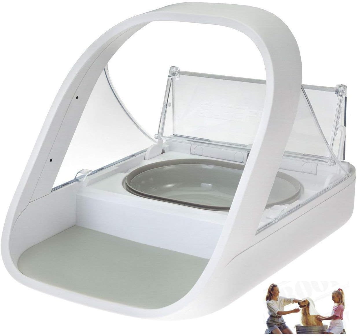 Automatischer Futterautomat für Haustiere – Mikrochip-Futterautomat – MPF001 – Geeignet für Nass- und Trockenfutter – Gratis eOutletDeals Haustierhandtuch