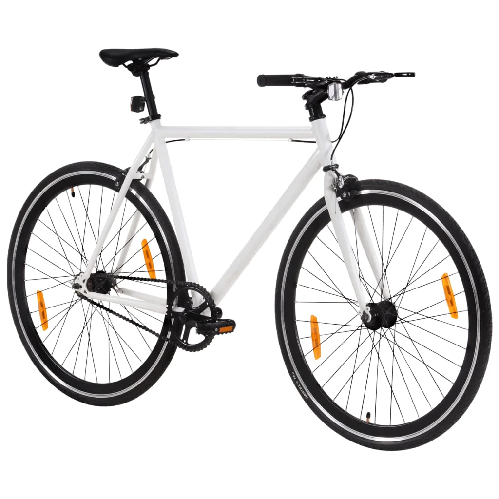 Vélo à pignon fixe 2025 blanc et noir 700c 59cm v7201