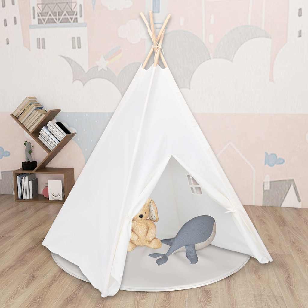 Kinder-Tipi-Zelt und pfirsichfarbene Ledertasche, weiß, 120 x 120 x 150 cm, Vidaxl