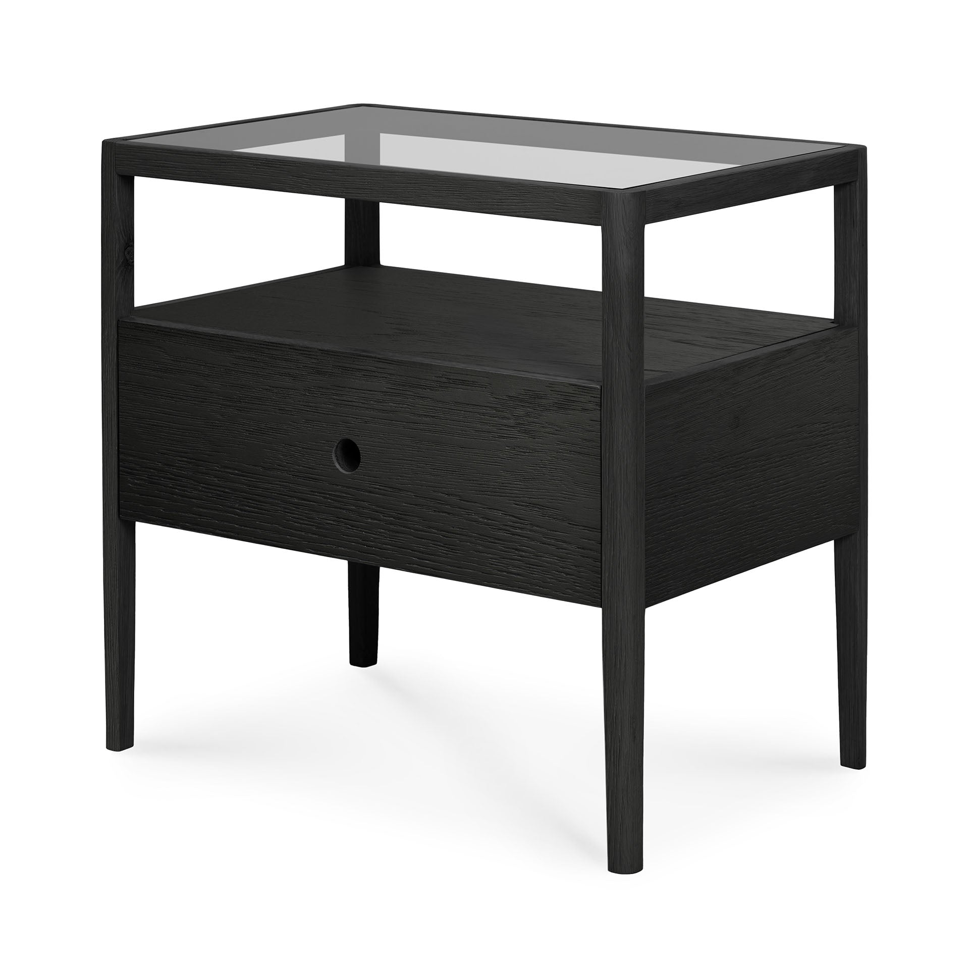 Spindle Nightstand - Black Oak