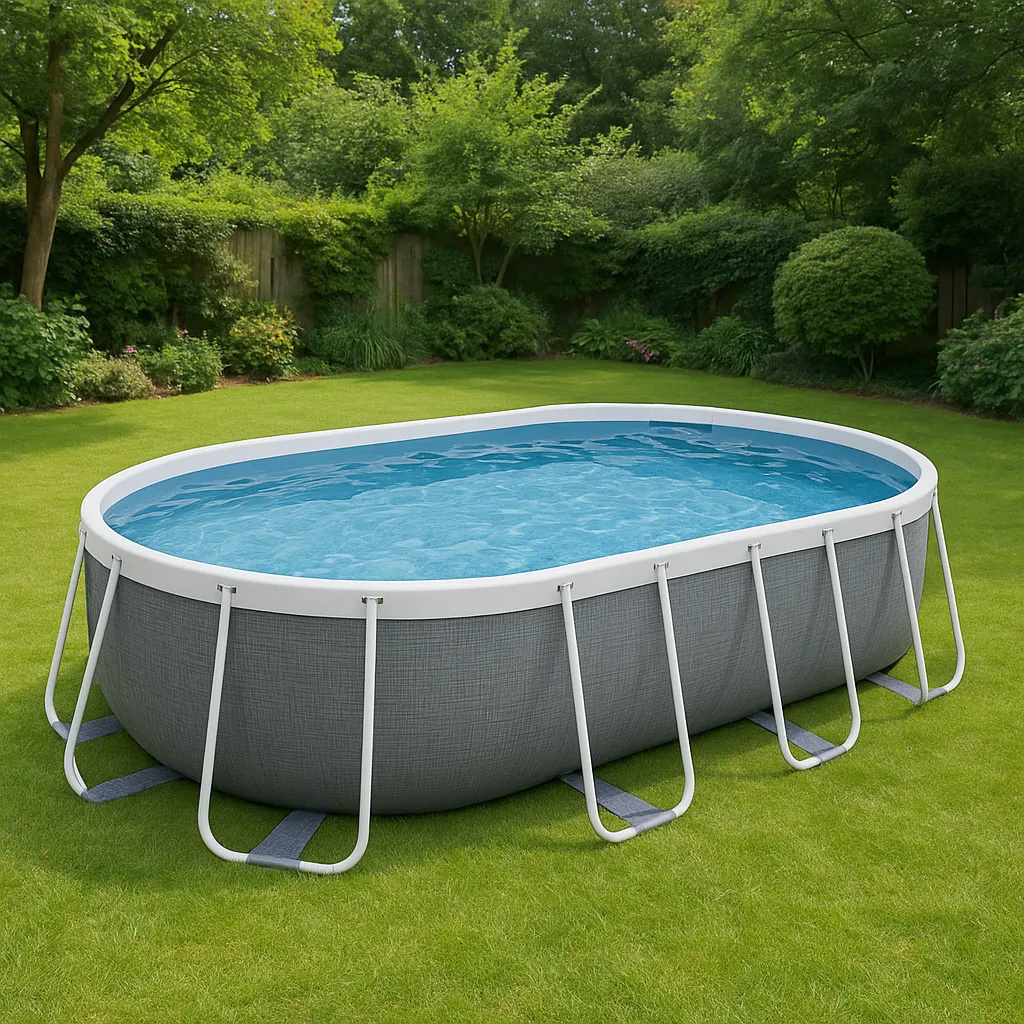 Piscine tubulaire ovale hors-sol, grise, en métal et PVC, pour jardin et extérieur, 488 x 305 x 107 cm wREcDtM603pE