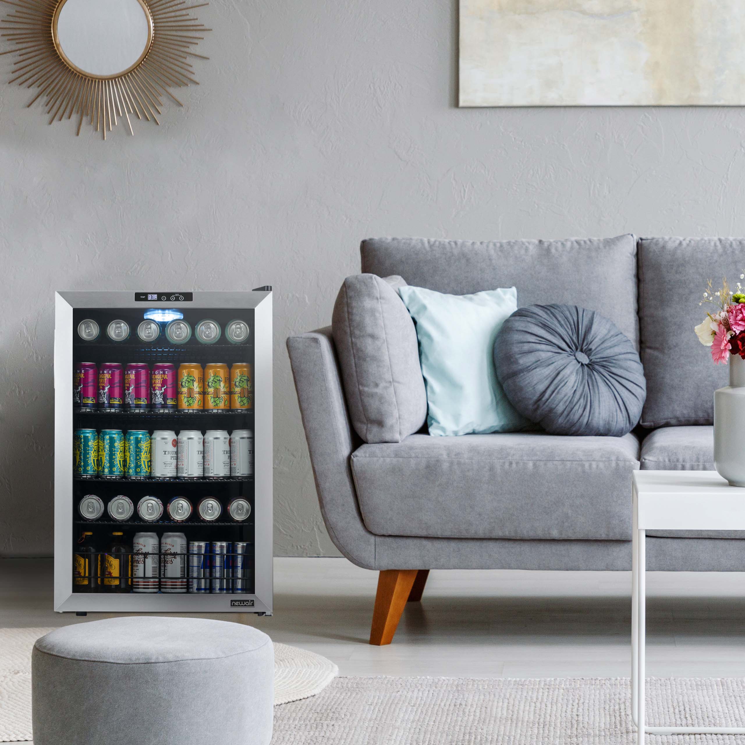 2025 Newair® Fritstående drikkevarekøleskab i rustfrit stål – 160 dåser – 21,3