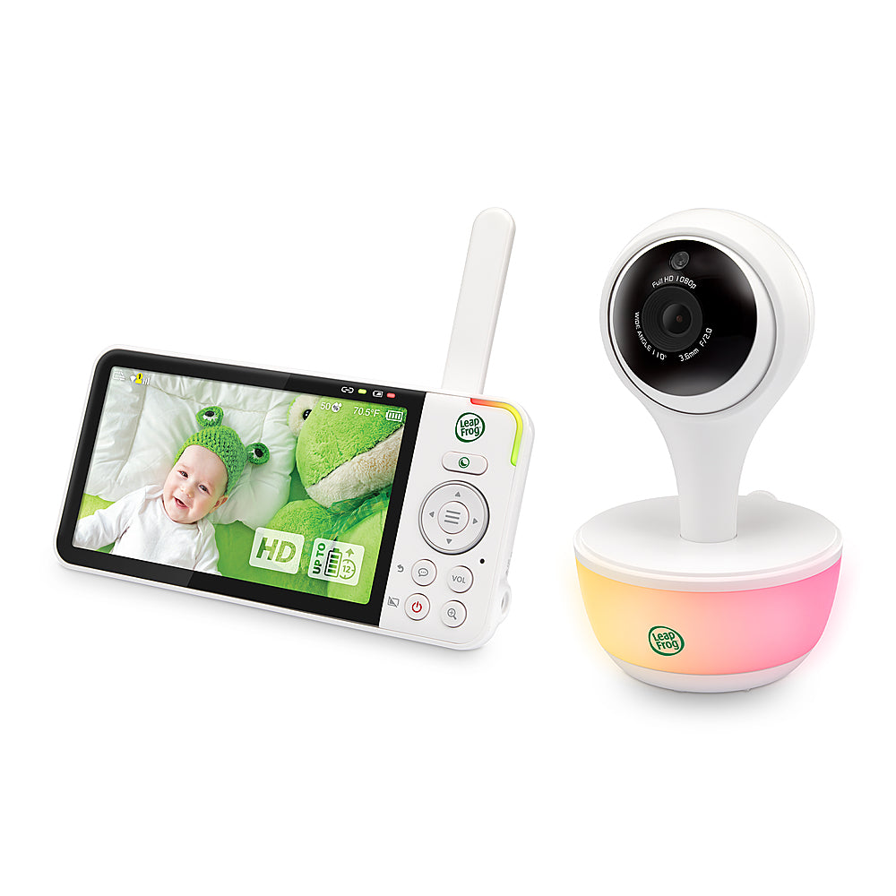 LeapFrog – Babyphone mit WLAN-Fernzugriff, 1080p, 5-Zoll-HD-Bildschirm (720p), Nachtlicht, Farbnachtsicht – Weiß